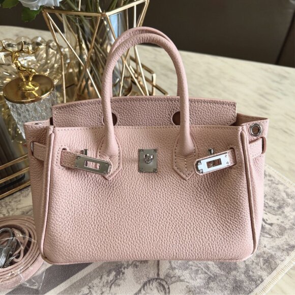 Handbags - Pink Top Grain Leather Bag | Silver Hardware SHW | Available 2 Sizes